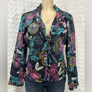 REDD Jeans Women's Sequin Multi Color Floral Print Jacket Blazer